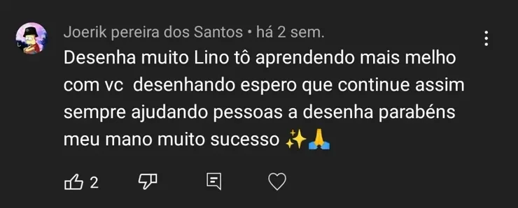 Comentário de aluno sobre o curso