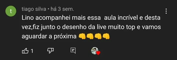 Comentário de aluno sobre o curso