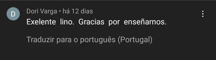 Comentário de aluno sobre o curso