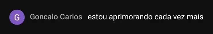 Comentário de aluno sobre o curso