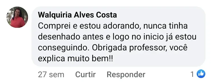 Comentário de aluno que comprou o curso