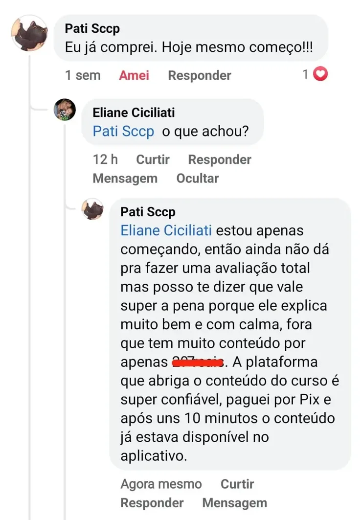 Depoimento de quem comprou o curso